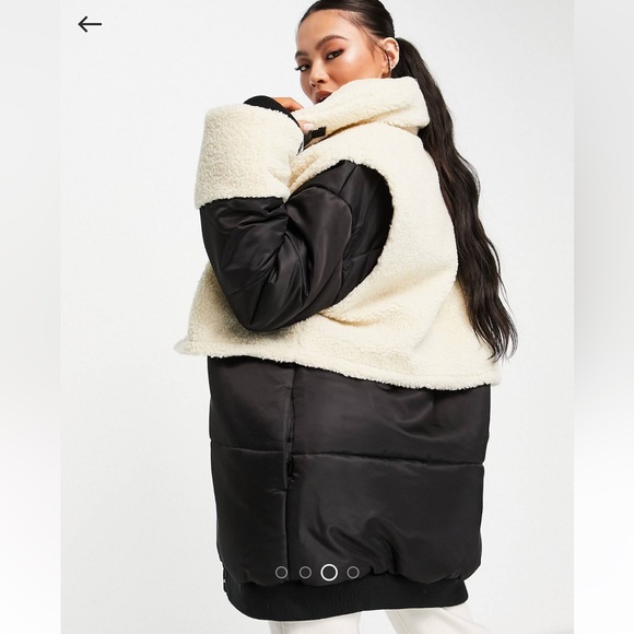 ASYOU mixed fleece midi puffer in black - Picture 4 of 4